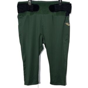 Tommie Copper Adjustable Back Support Capri Length Leggings Olive Green Sz XXXL